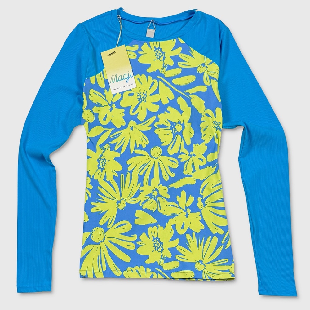 Maaji Long Sleeve Rash Guard - NWT Womens Size Medium Blue / Neon - #48695-E9